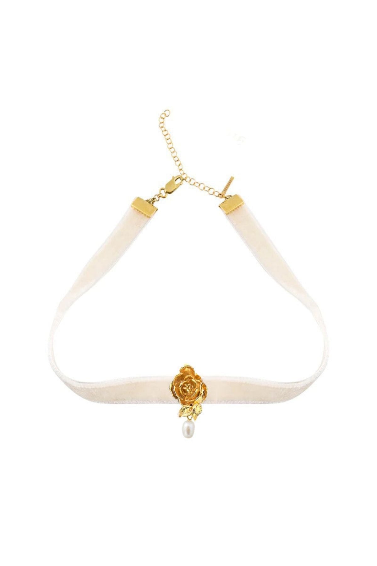 Necklace with a white pendant and gold accents on a white background