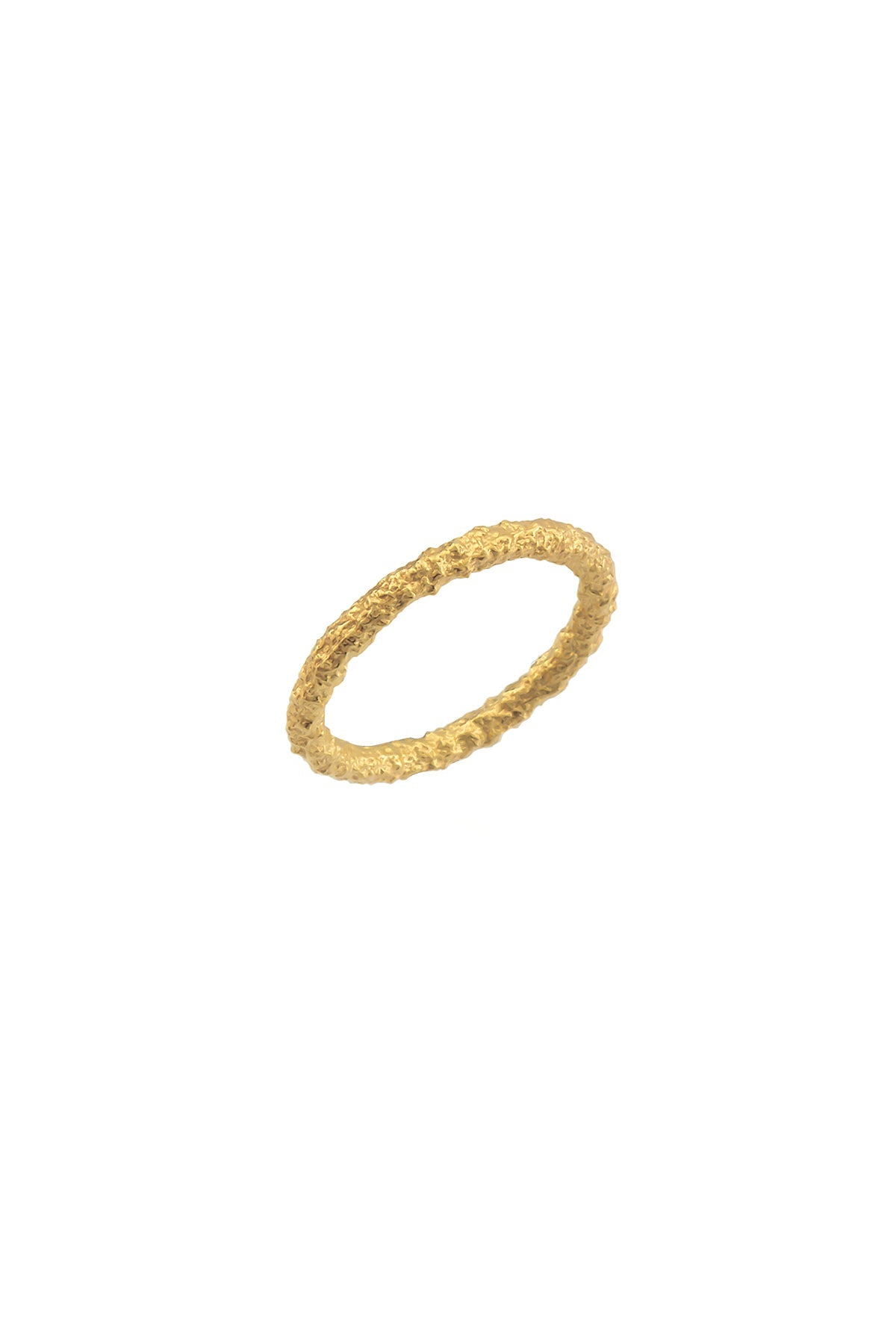 A gold-plated silver ring with a simple solid design on a white background.
