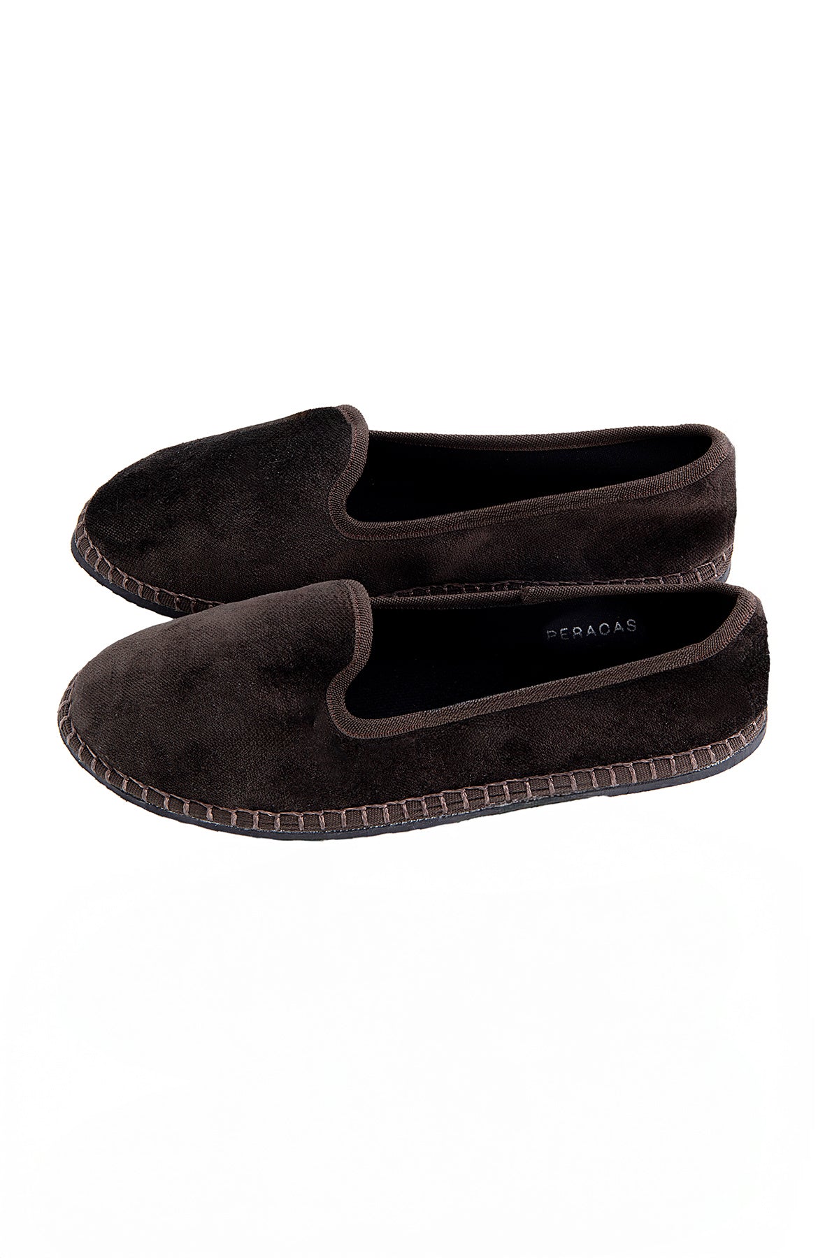 Pair of brown slippers on a white background