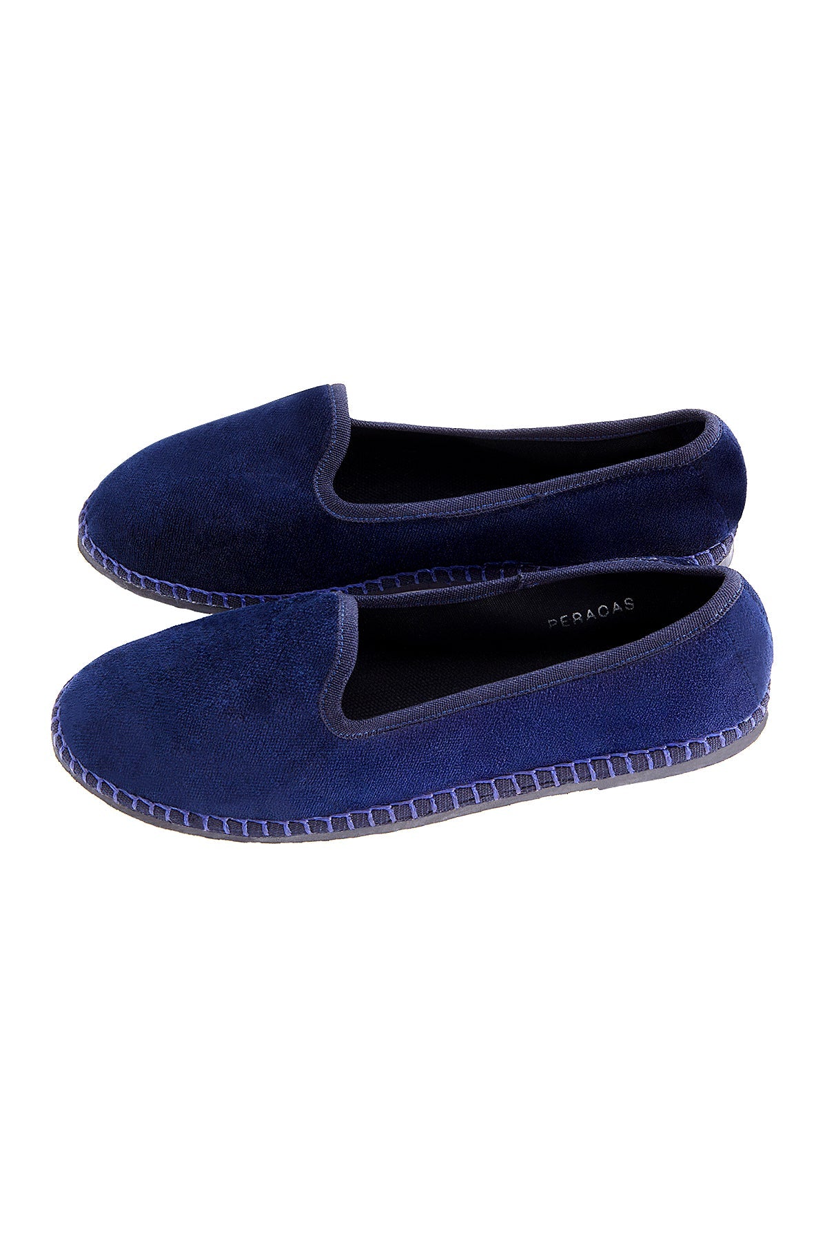 Pair of blue slippers on a white background