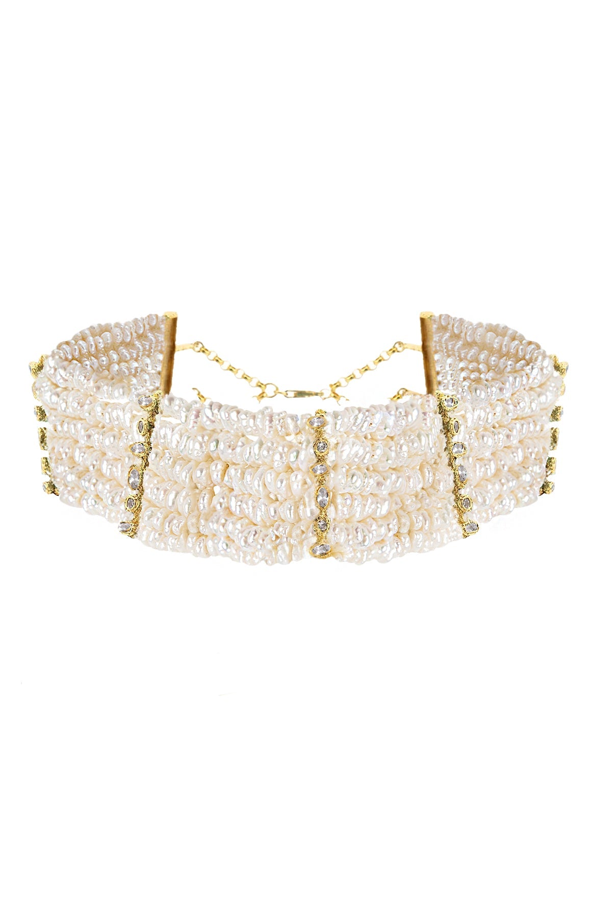 Beaded choker necklace on a white background